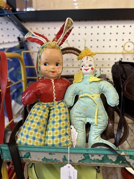 Vintage baby doll and clown at Red Owl Flea in Kingston, NY.