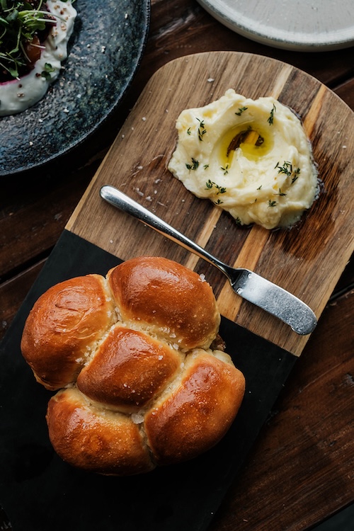 Parker House rolls and butter at Shandaken Inn