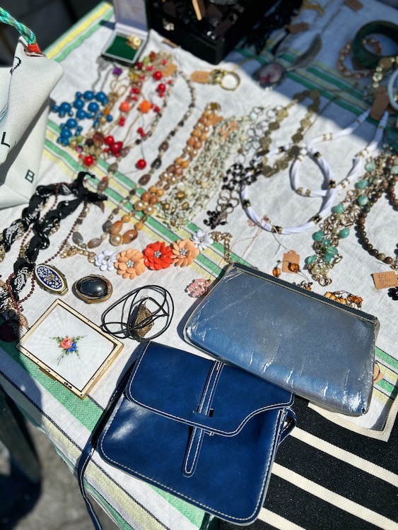 Vintage jewelry and clutch bags at Red Owl Flea in Kingston, NY.