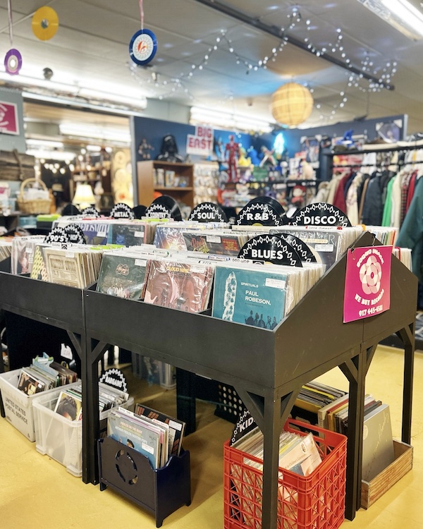 Soundshack booth with vinyl collections at Red Owl Flea in Kingston, NY.