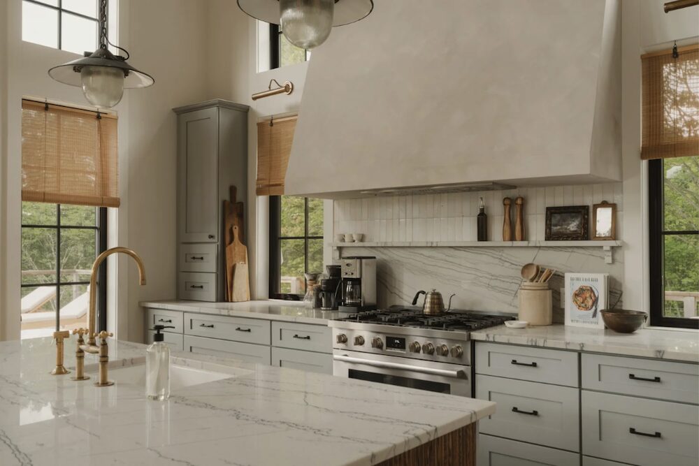 Stove and counter in the kitchen at 648 Scudder Hill Rd, Roxbury NY.