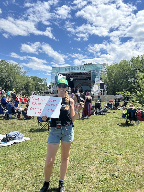 Free cuzzie if you can show you are registered to vote at Hudson River Music Festival at Croton Point Park NY.