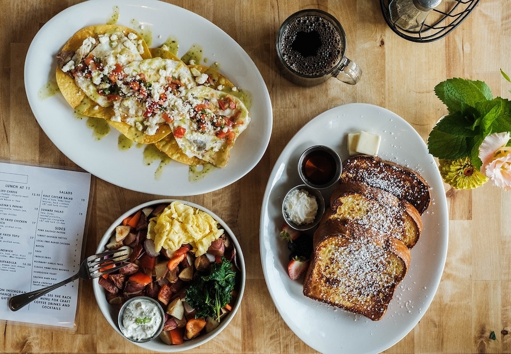 Plated dishes at Bettina Cafe & Market in Phoenicia NY