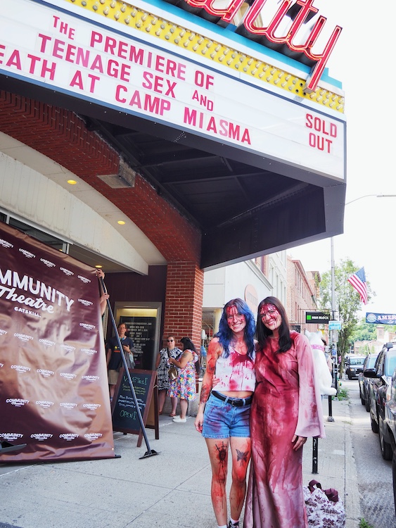 Friends dressed up in gore costume for the premier of the new horror film at Community Theater in Catskill NY.