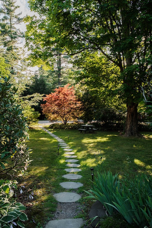 A stone foot path at Phoenicia Lodge in the Catskills.