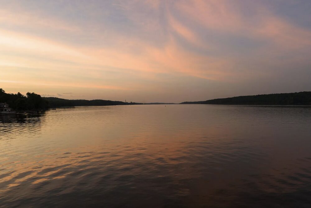 Sunset on the Hudson River at 63 River Road, Malden NY.