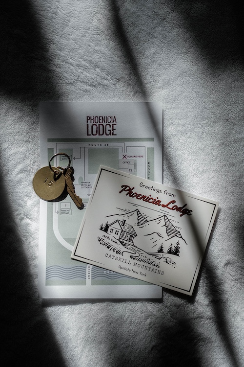Keys and booklet at Phoenicia Lodge in the Catskills.