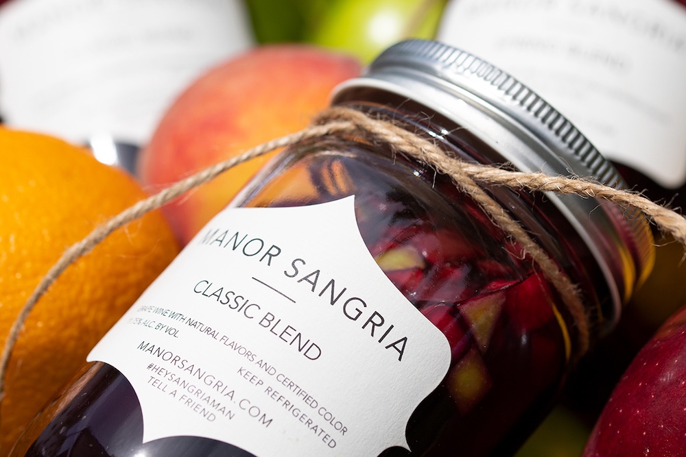 A jar of Manor Sangria with apples and fruit in Brewster NY.