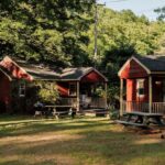Multiple lodges at Phoenicia Lodge in the Catskills.