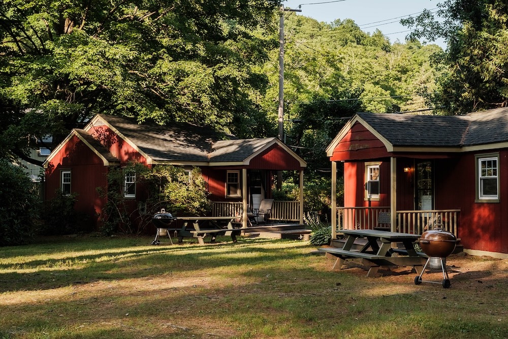 Multiple lodges at Phoenicia Lodge in the Catskills.