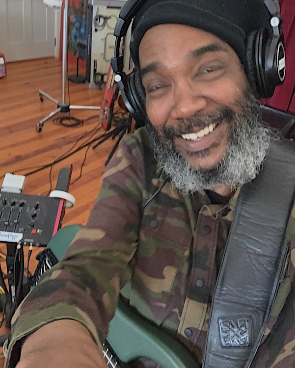 Darryl Jenifer recording music in the studio.