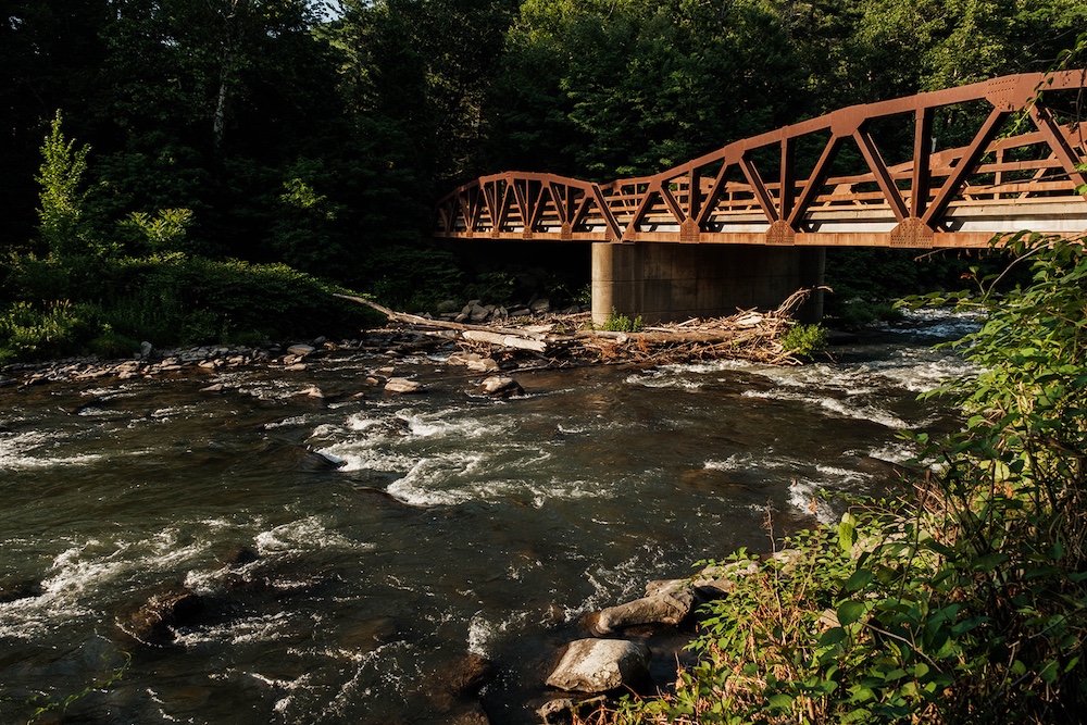 The red bridge over the Esopus Creek in the Town of Shandaken NY.