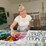Abstract painter Jenny Nelson in her studio in Woodstock, NY.