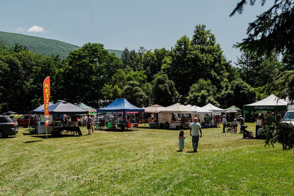 The landscape at the Phoenicia Farmers Market in Phoenicia NY.